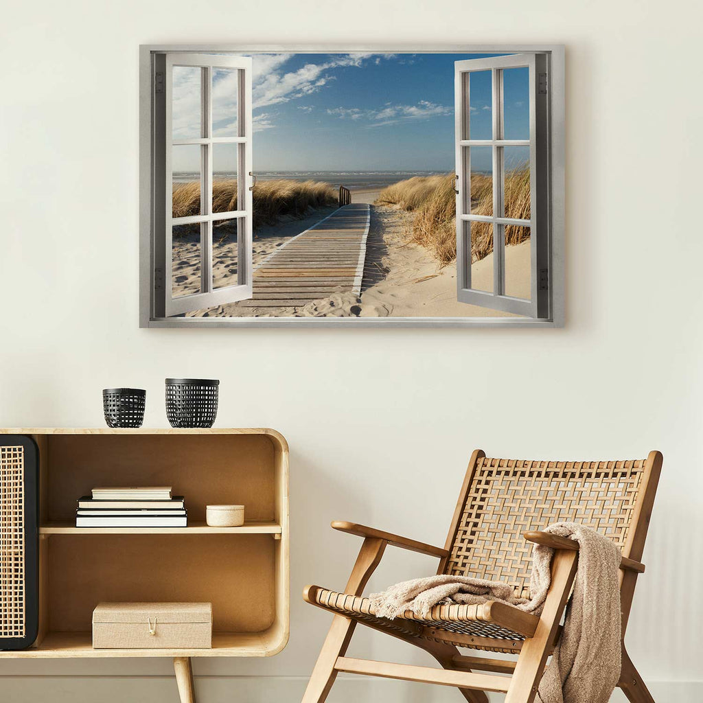 Beach Window View Landscape Canvas Print