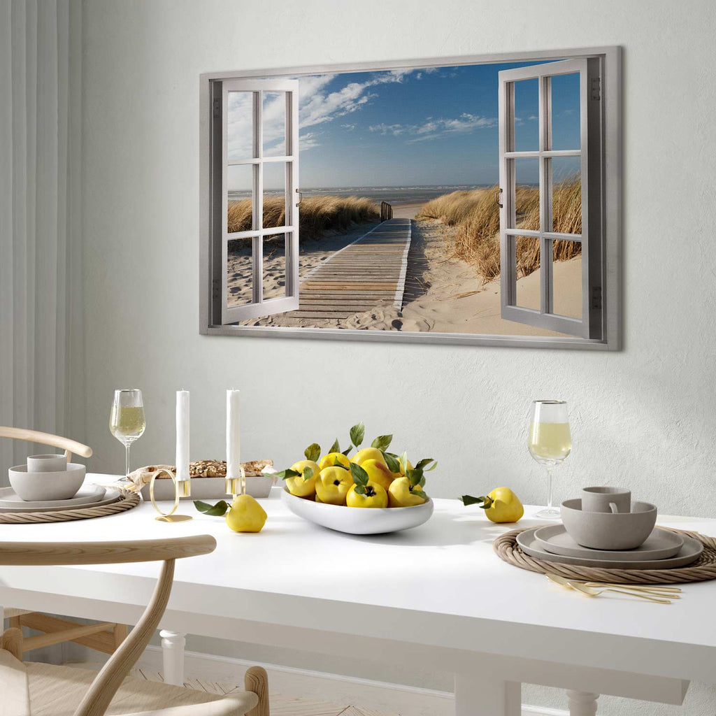 Beach Window View Landscape Canvas Print