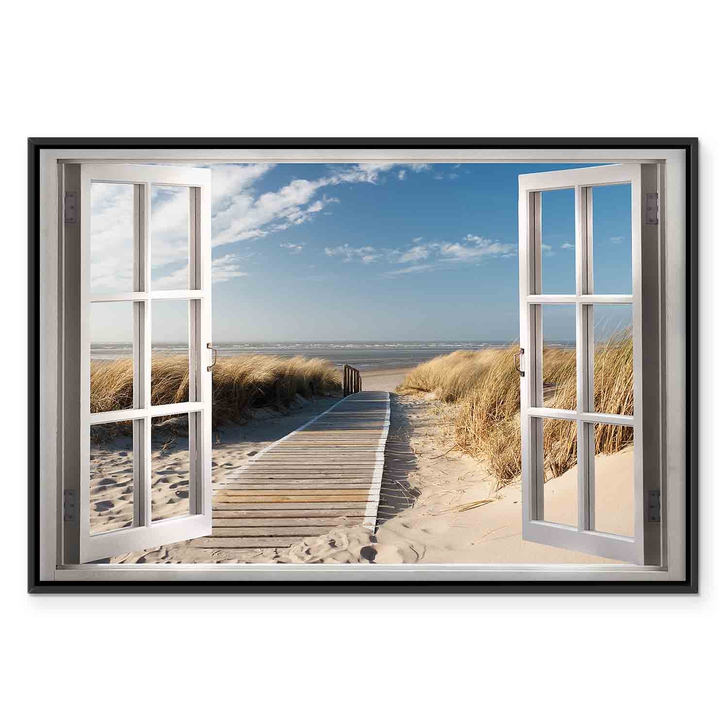 Beach Window View Landscape Canvas Print