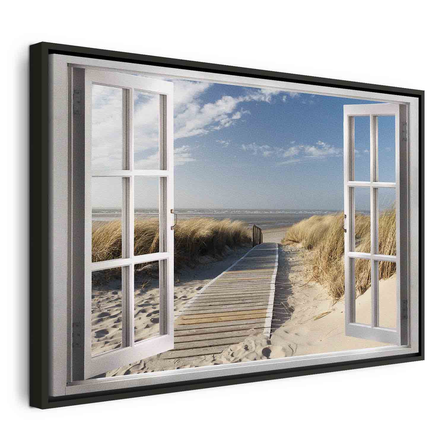 Beach Window View Landscape Canvas Print