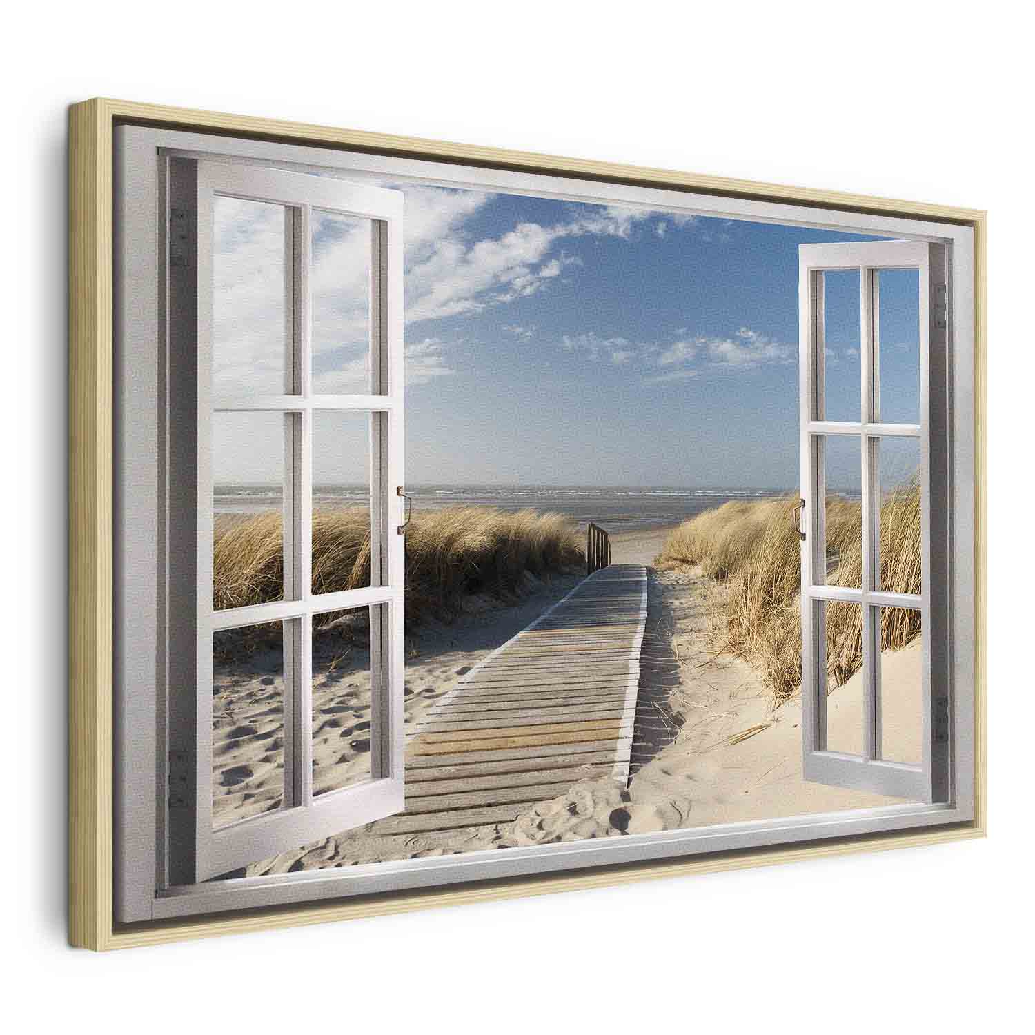 Beach Window View Landscape Canvas Print