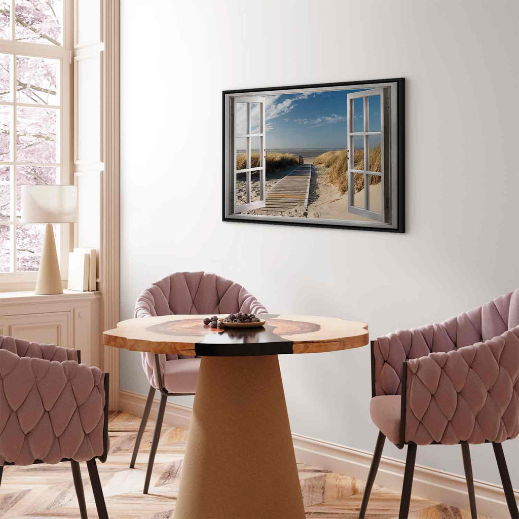 Beach Window View Landscape Canvas Print