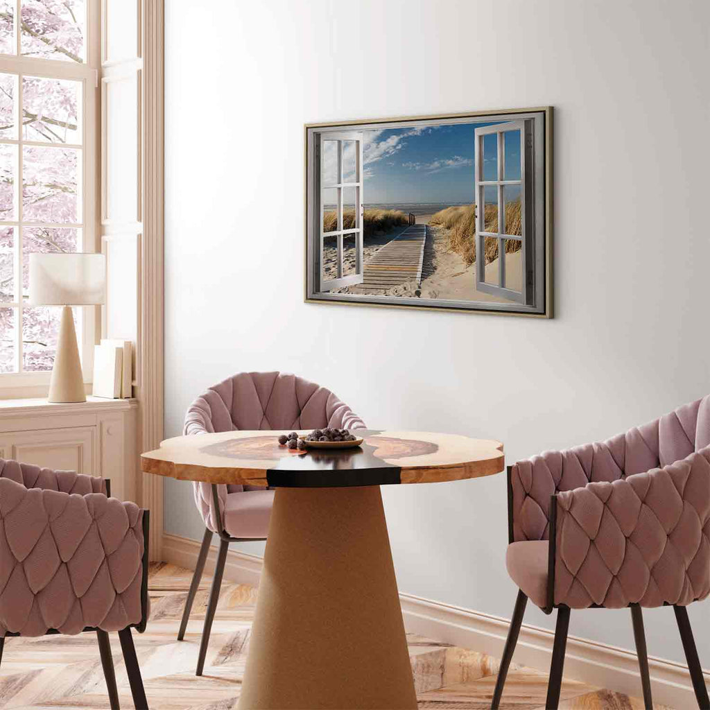Beach Window View Landscape Canvas Print