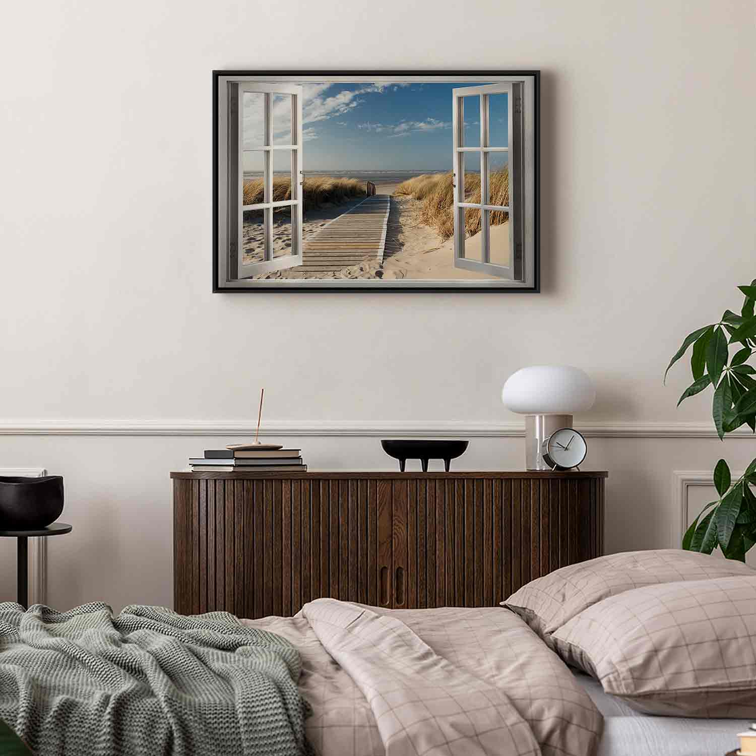 Beach Window View Landscape Canvas Print