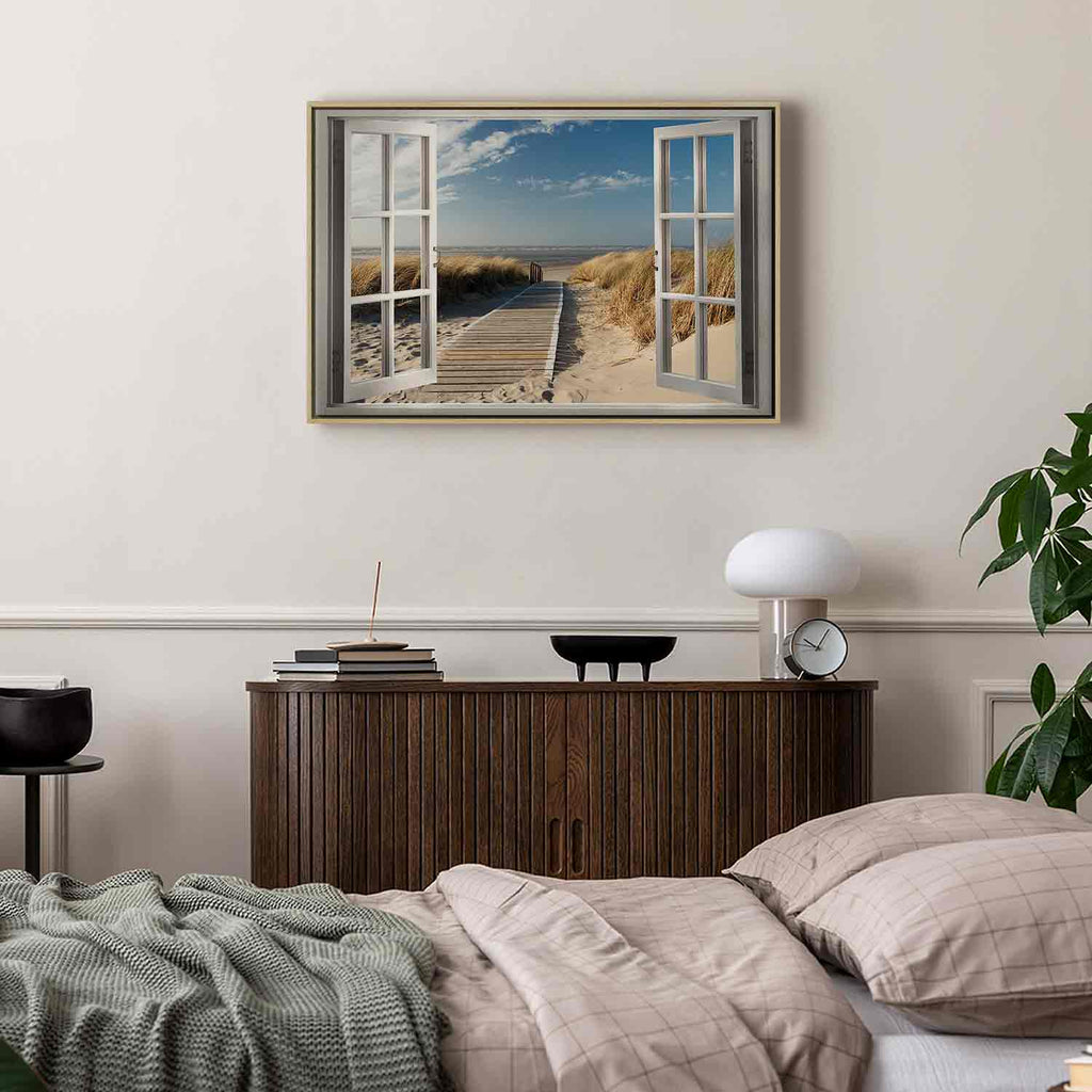 Beach Window View Landscape Canvas Print