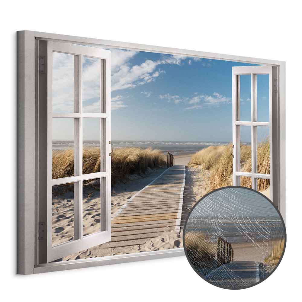 Beach Window View Landscape Canvas Print