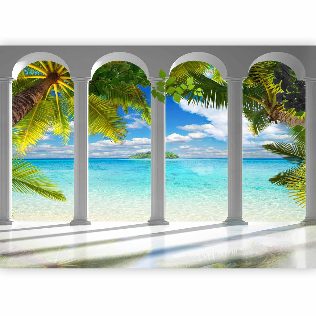 Sea Behind Columns Architectural Wall Mural