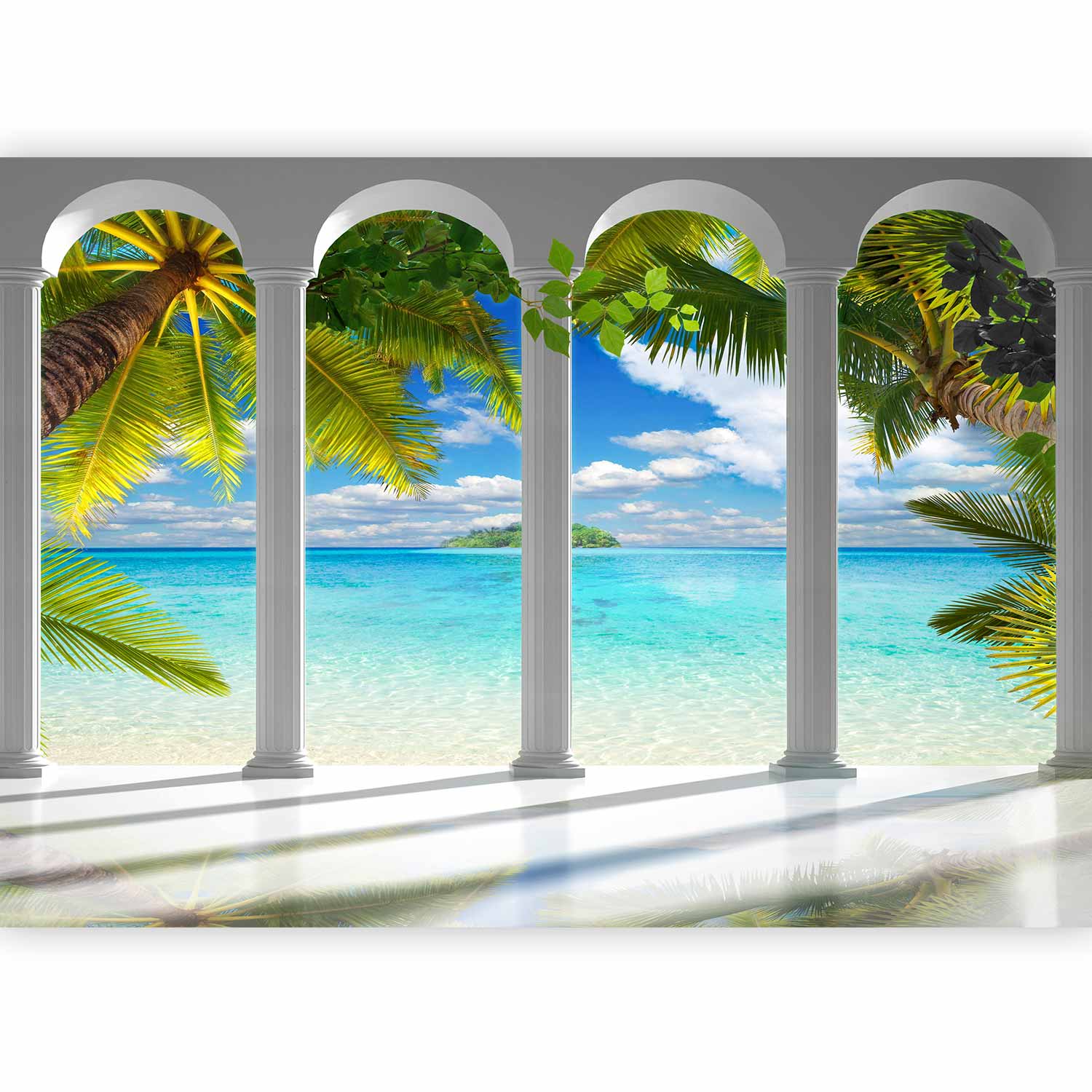 Sea Behind Columns Architectural Wall Mural