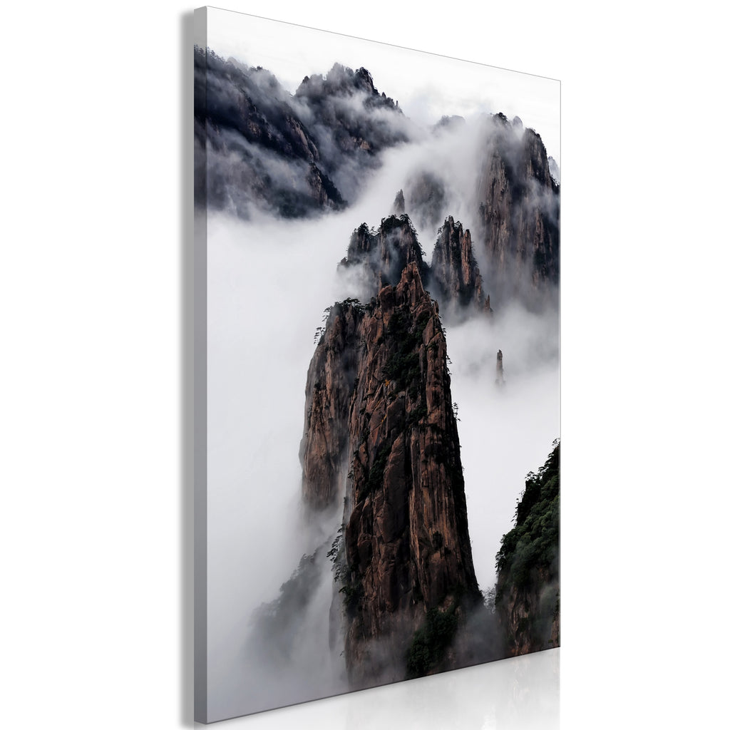 Canvas Print - High Mountains in Mist (1-part) - Landscape of Clouds Amid Rocks