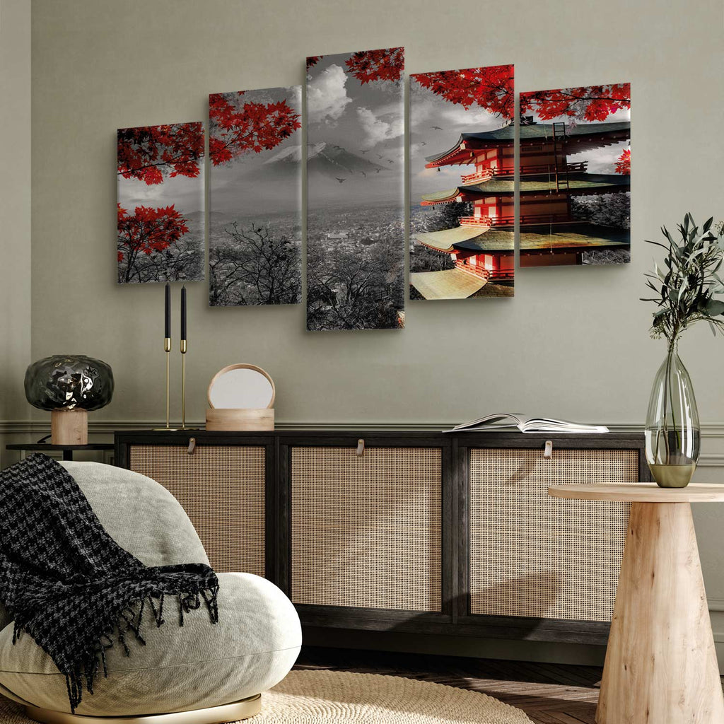 Japanese Panorama Landscape 5-Part Wide Canvas Print