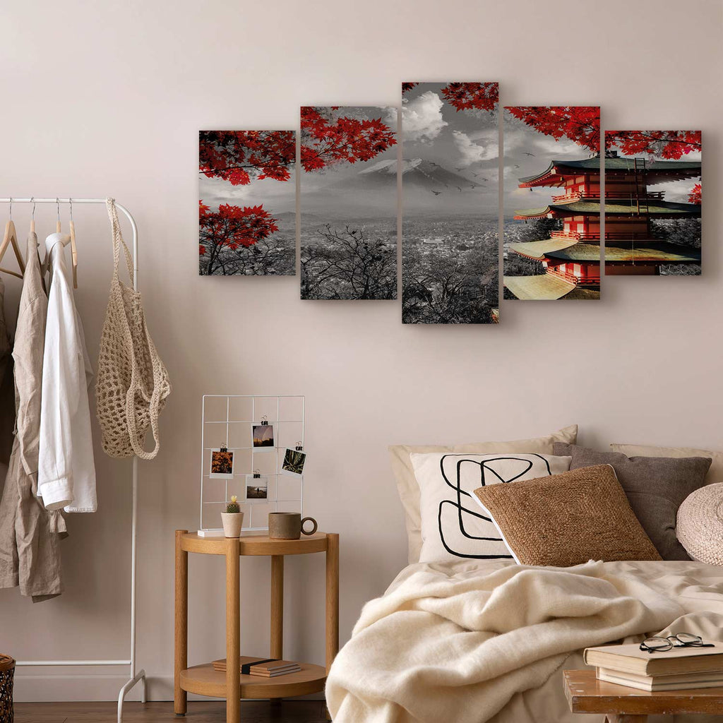 Japanese Panorama Landscape 5-Part Wide Canvas Print