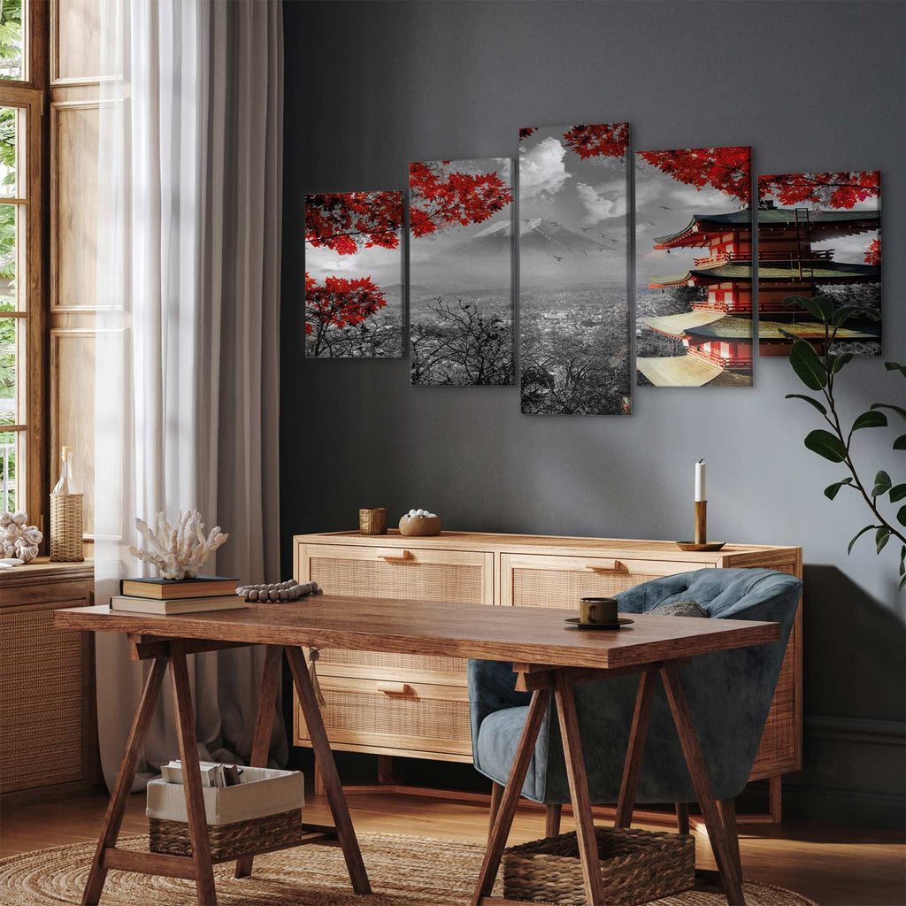 Japanese Panorama Landscape 5-Part Wide Canvas Print