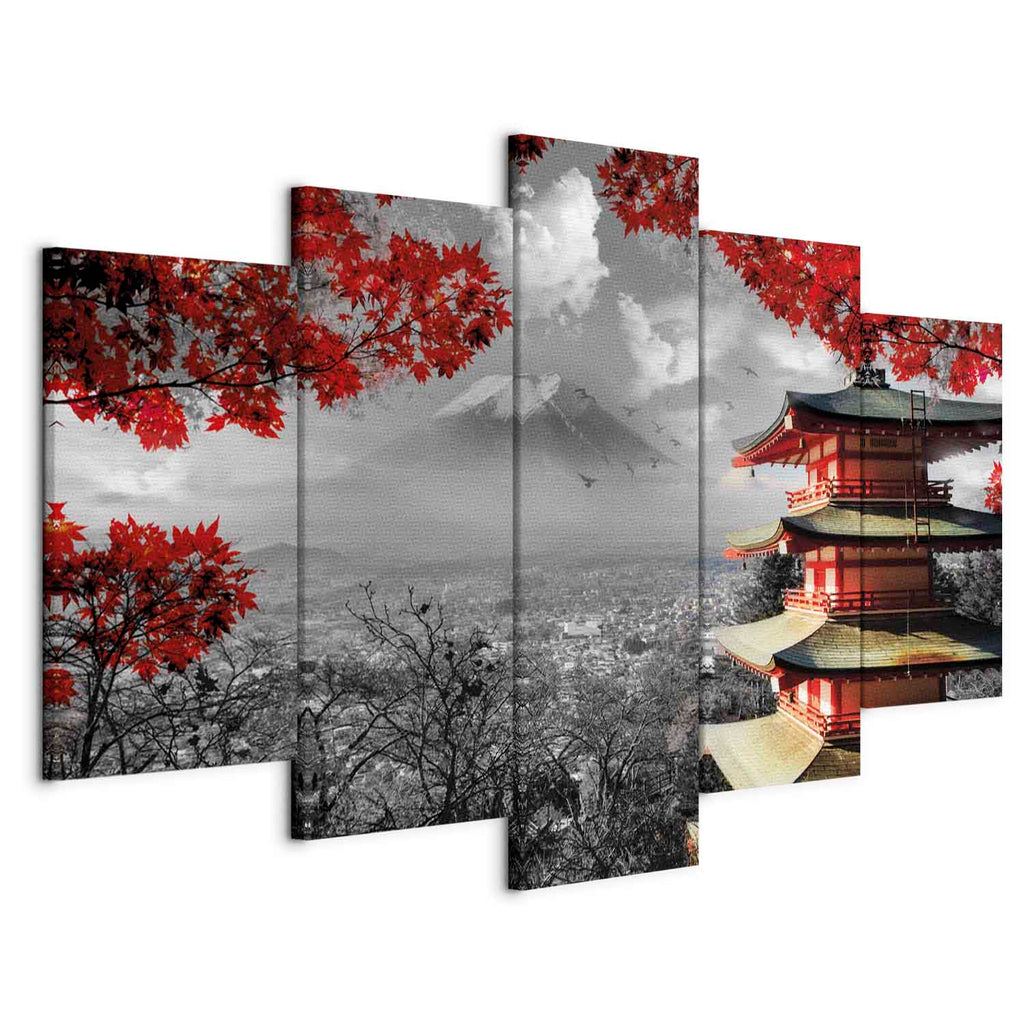 Japanese Panorama Landscape 5-Part Wide Canvas Print