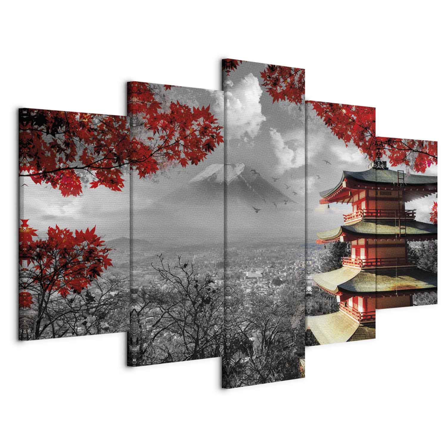 Japanese Panorama Landscape 5-Part Wide Canvas Print