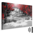 Red Forest Waterfall Landscape Canvas Print