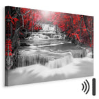 Red Forest Waterfall Landscape Canvas Print