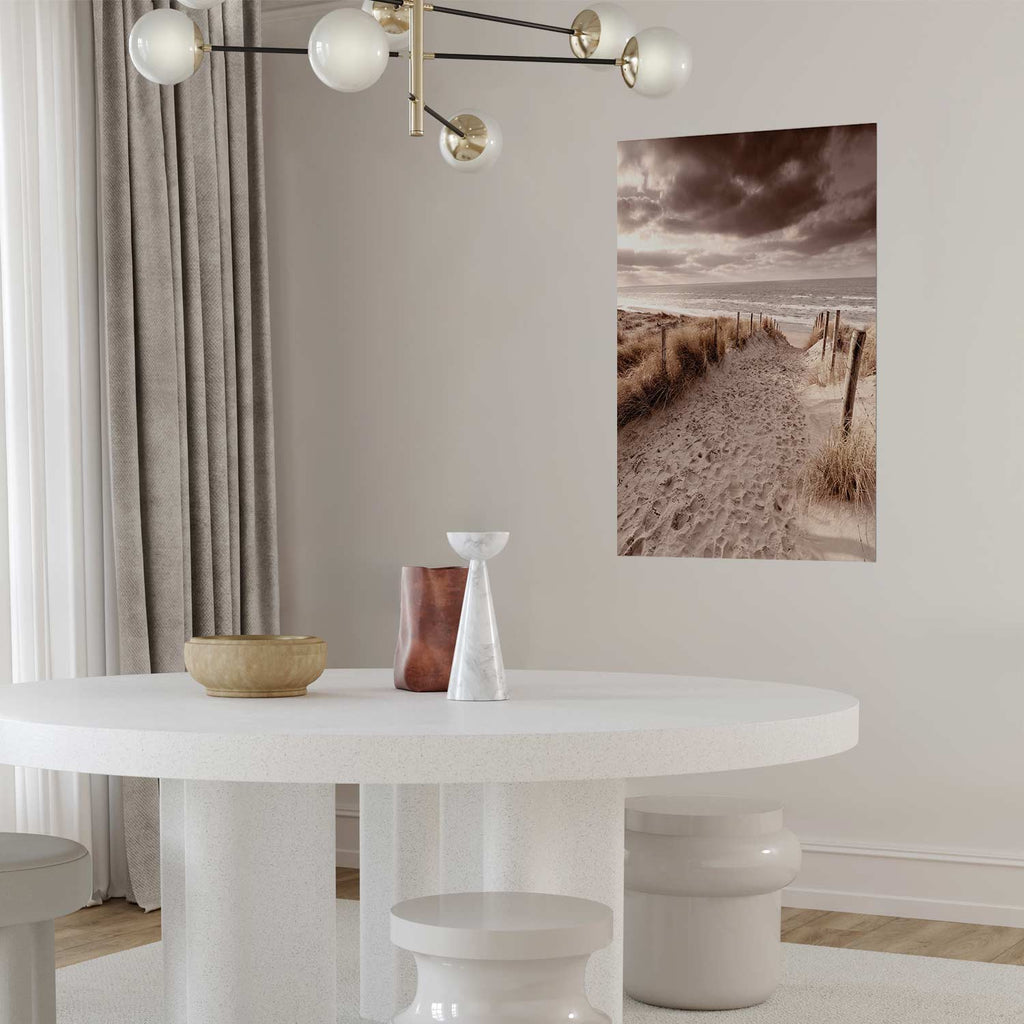 Sepia Dune Sea Landscape Poster