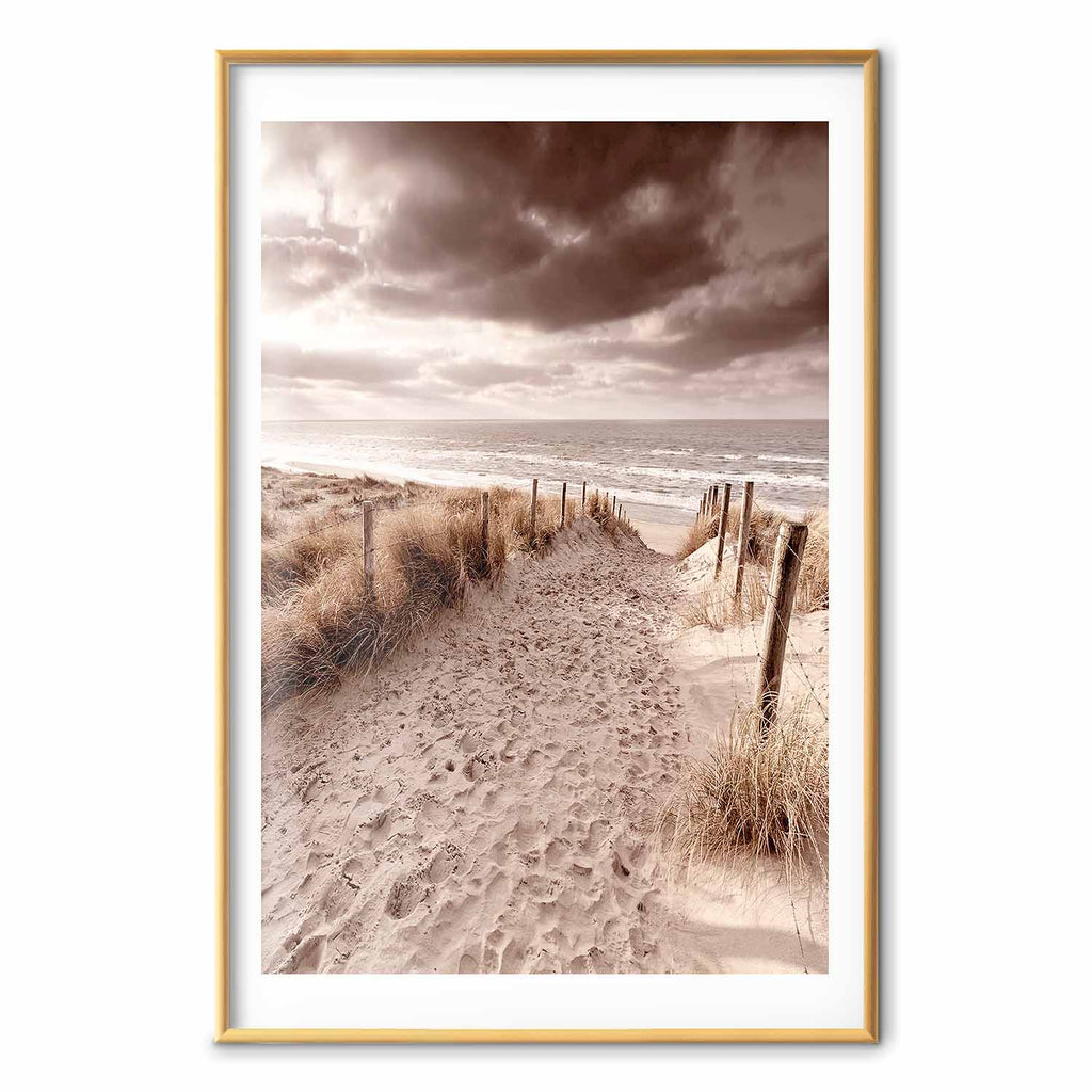 Sepia Dune Sea Landscape Poster