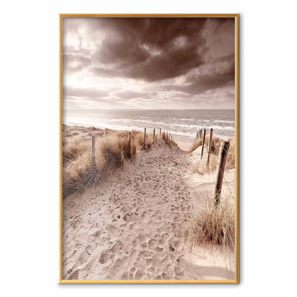 Sepia Dune Sea Landscape Poster