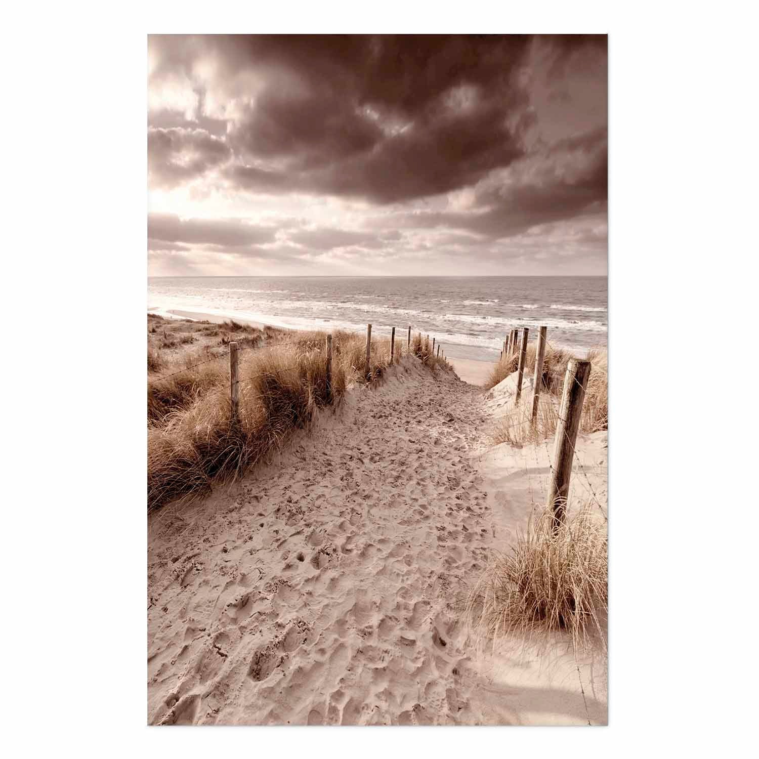 Sepia Dune Sea Landscape Poster