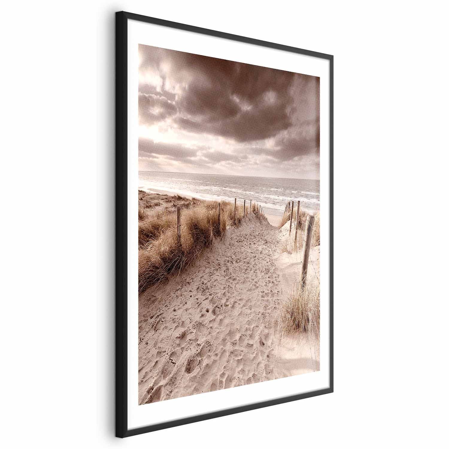 Sepia Dune Sea Landscape Poster
