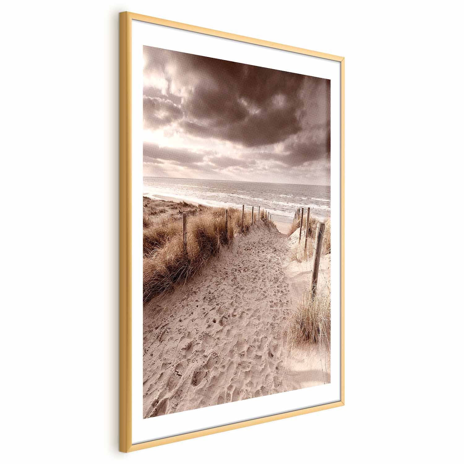 Sepia Dune Sea Landscape Poster