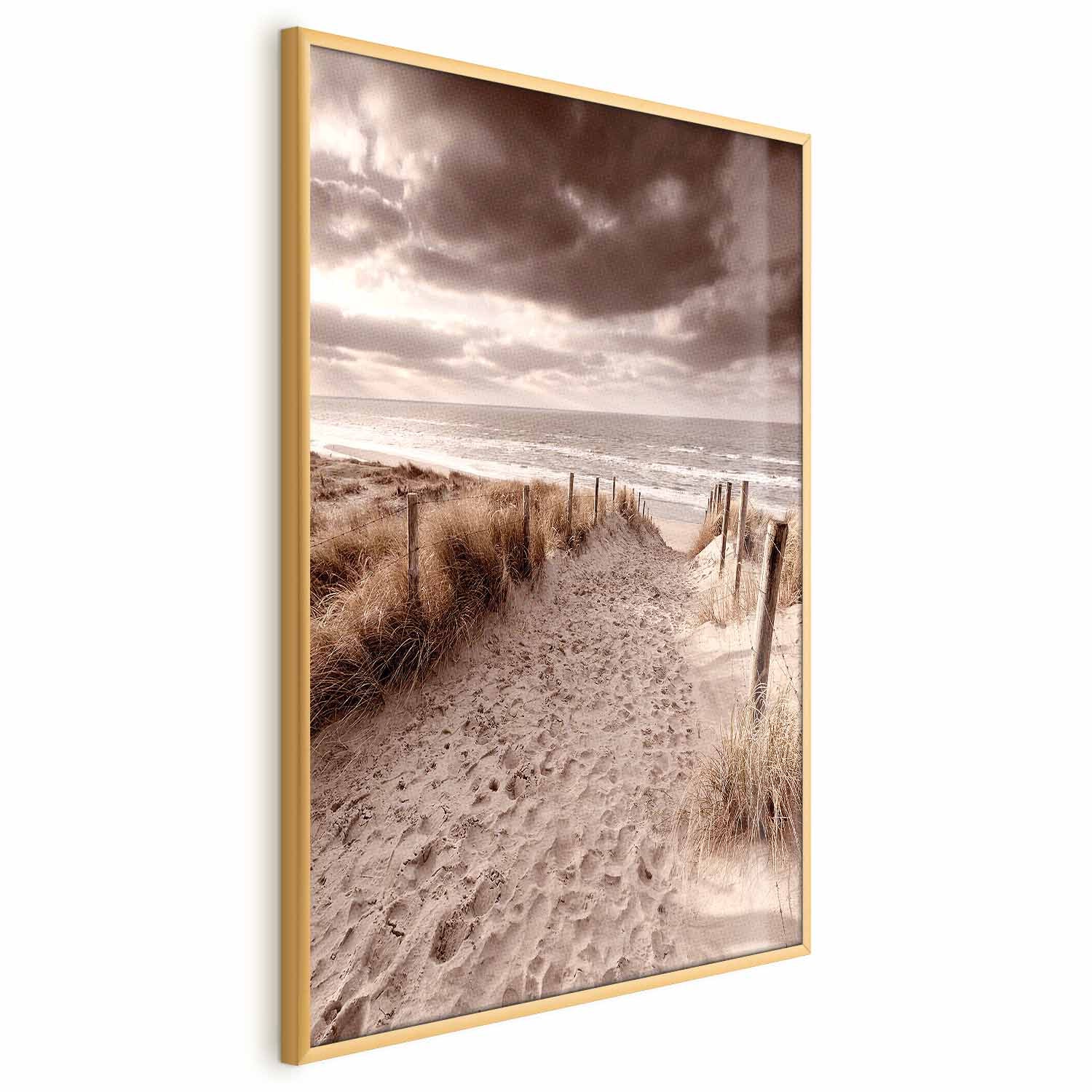 Sepia Dune Sea Landscape Poster