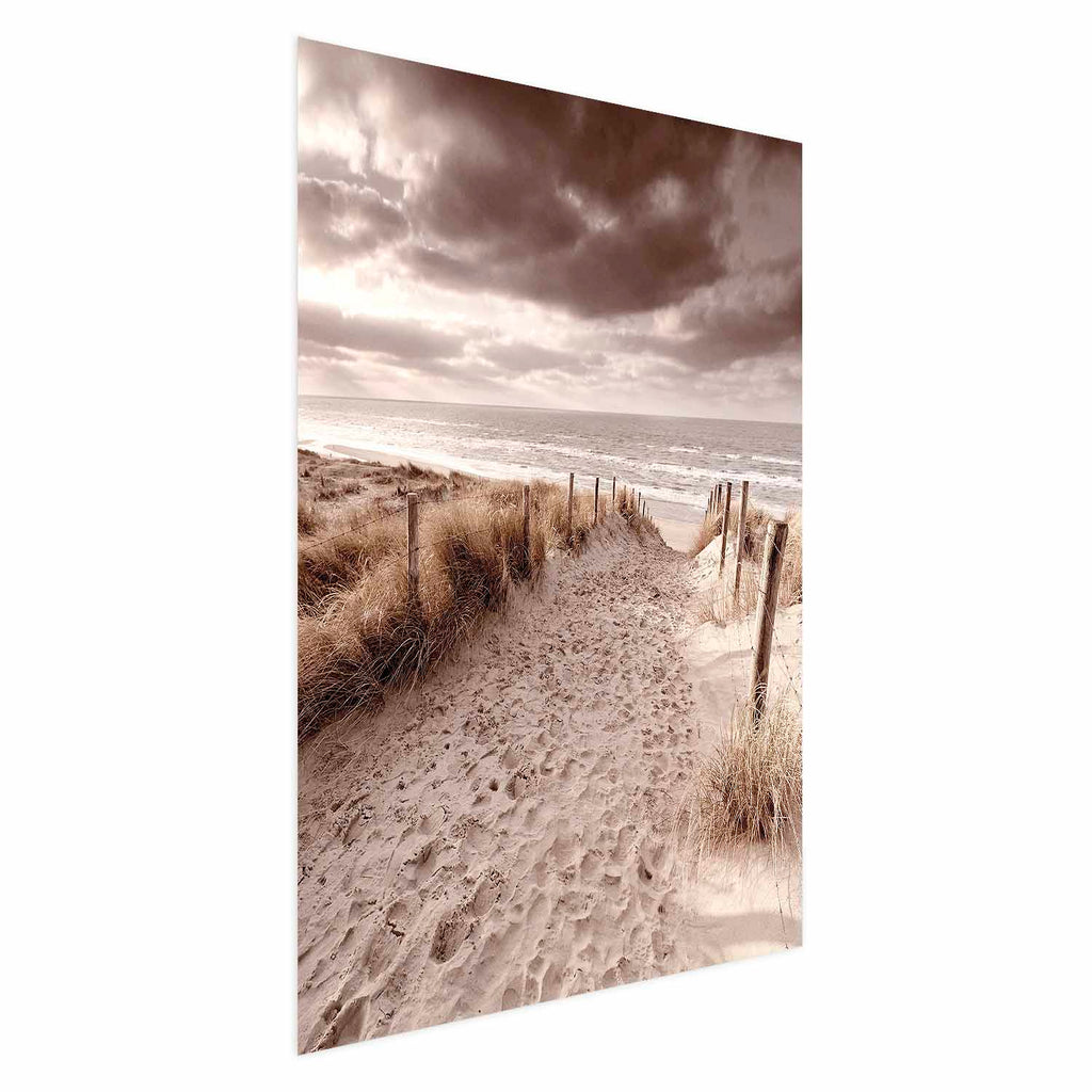 Sepia Dune Sea Landscape Poster
