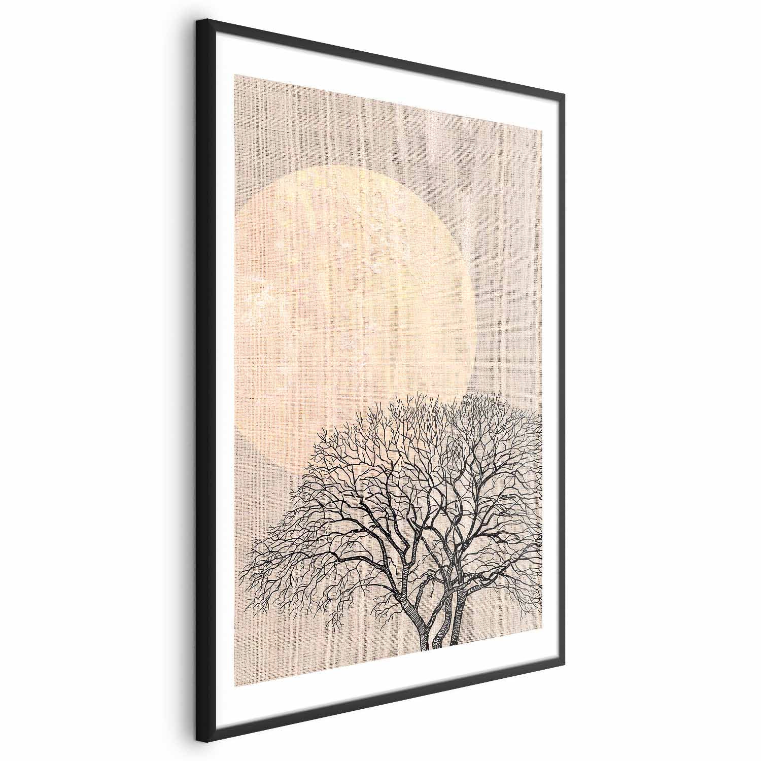 Morning Full Moon Forest Landscape Poster
