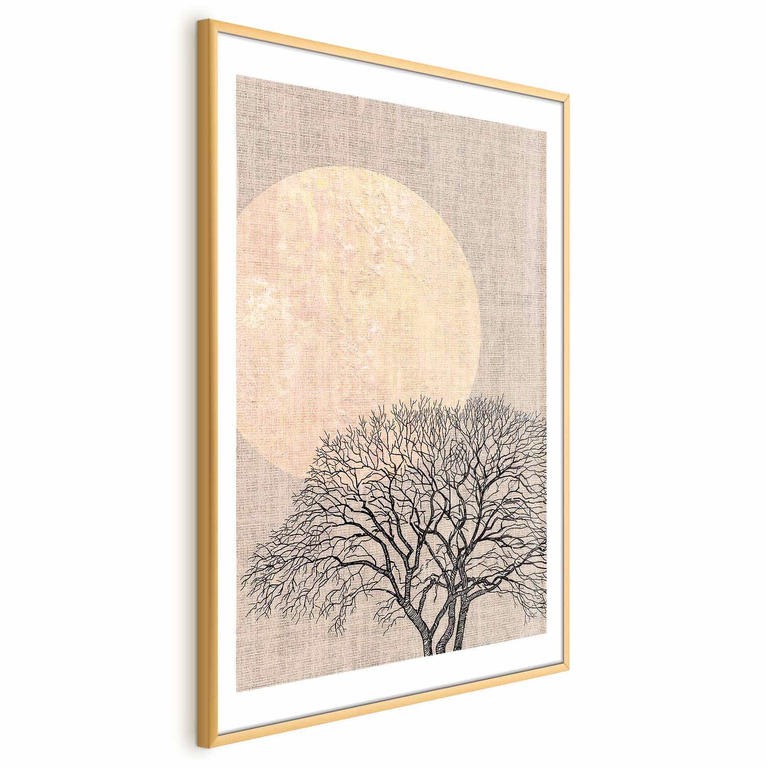 Morning Full Moon Forest Landscape Poster