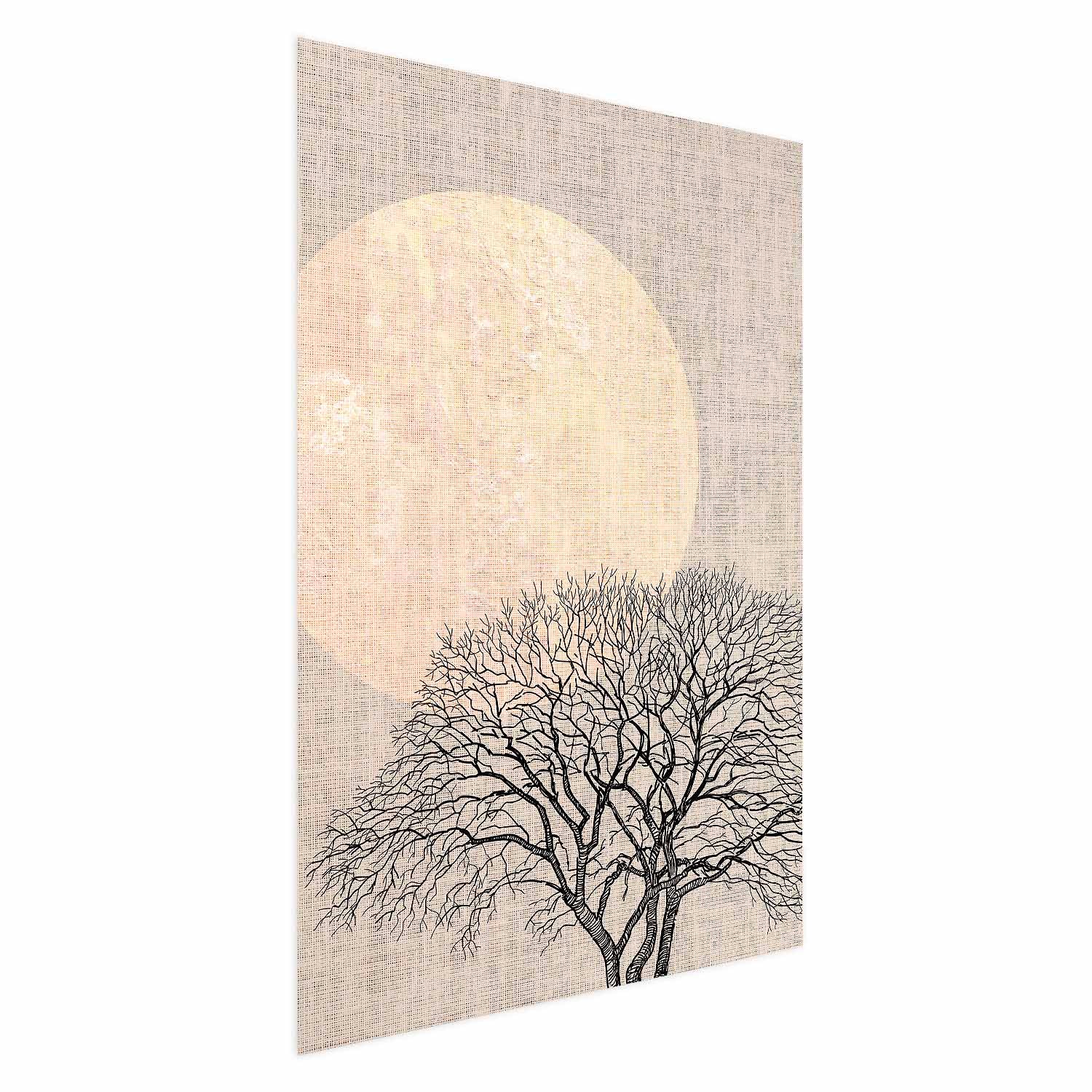 Morning Full Moon Forest Landscape Poster