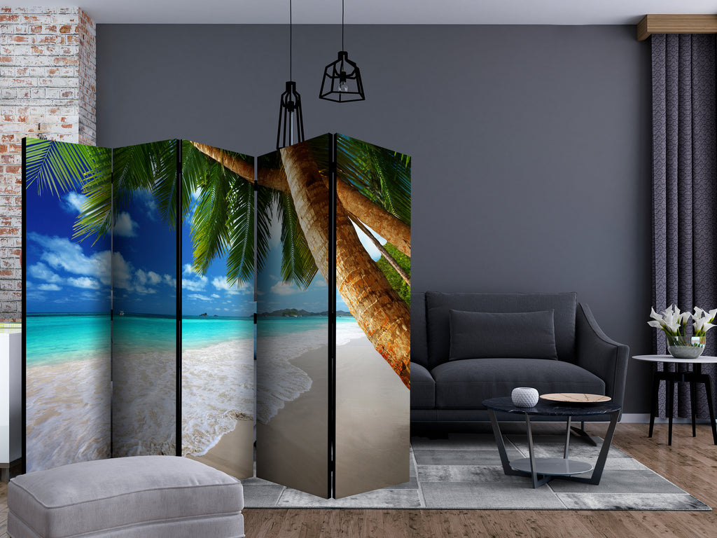 Tropical Island Palm Trees Sea 5-Panel Room Divider