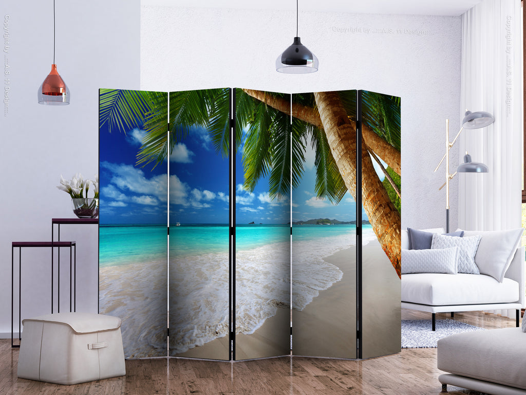 Tropical Island Palm Trees Sea 5-Panel Room Divider
