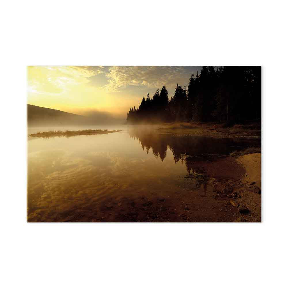 Autumn Lake Sunset Landscape Canvas Print