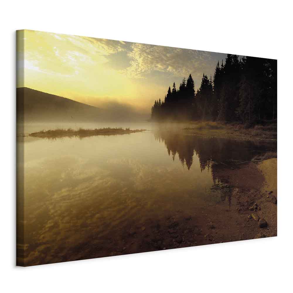 Autumn Lake Sunset Landscape Canvas Print