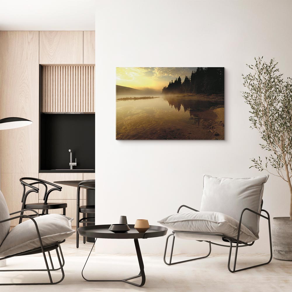 Autumn Lake Sunset Landscape Canvas Print