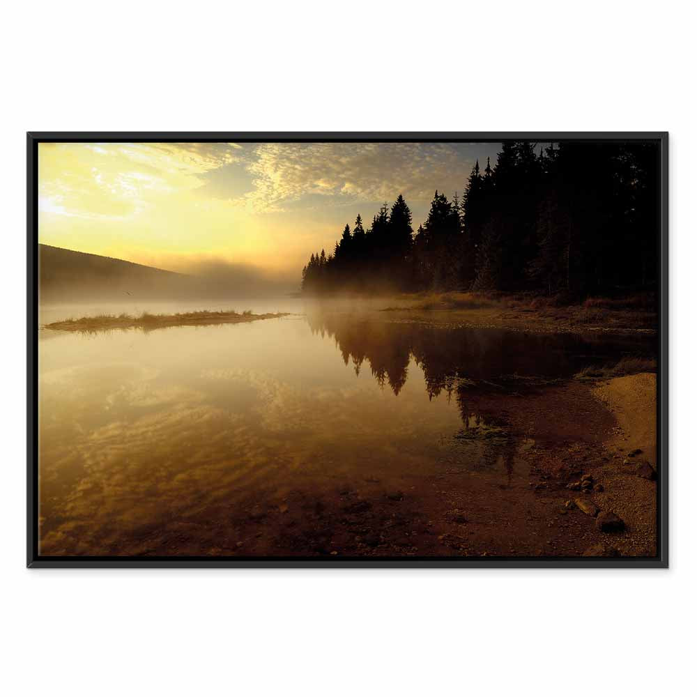 Autumn Lake Sunset Landscape Canvas Print