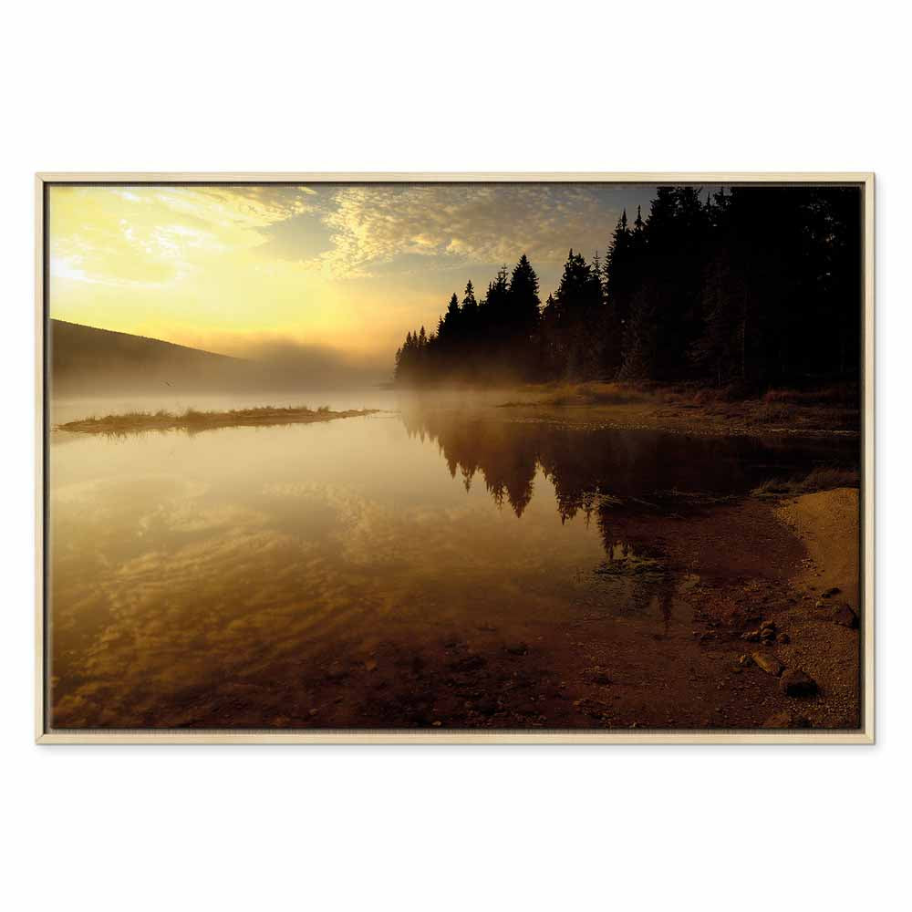 Autumn Lake Sunset Landscape Canvas Print