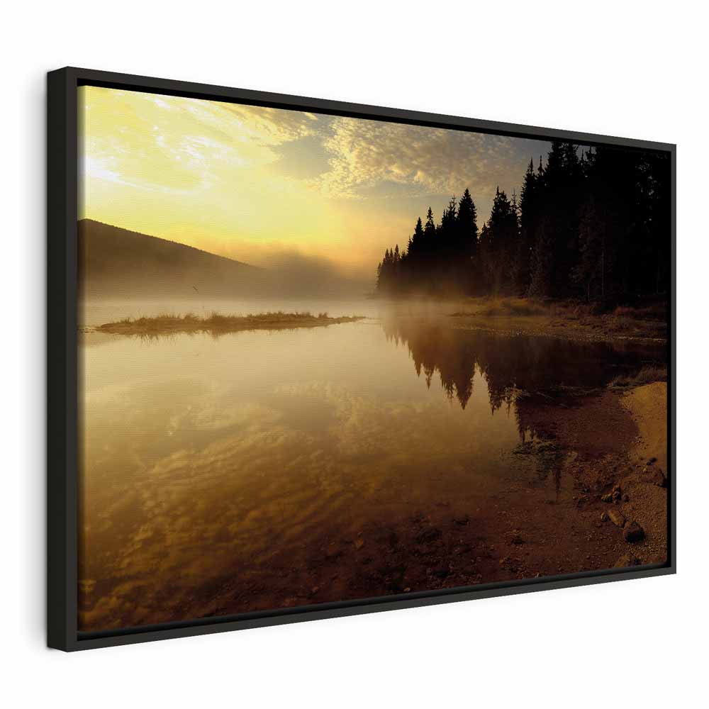 Autumn Lake Sunset Landscape Canvas Print