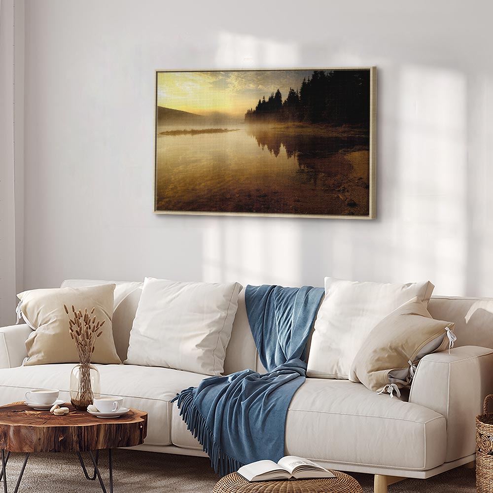 Autumn Lake Sunset Landscape Canvas Print