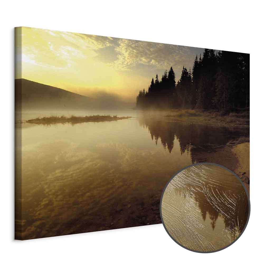 Autumn Lake Sunset Landscape Canvas Print