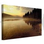 Autumn Lake Sunset Landscape Canvas Print