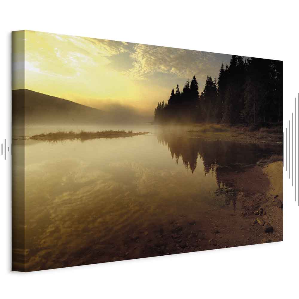 Autumn Lake Sunset Landscape Canvas Print
