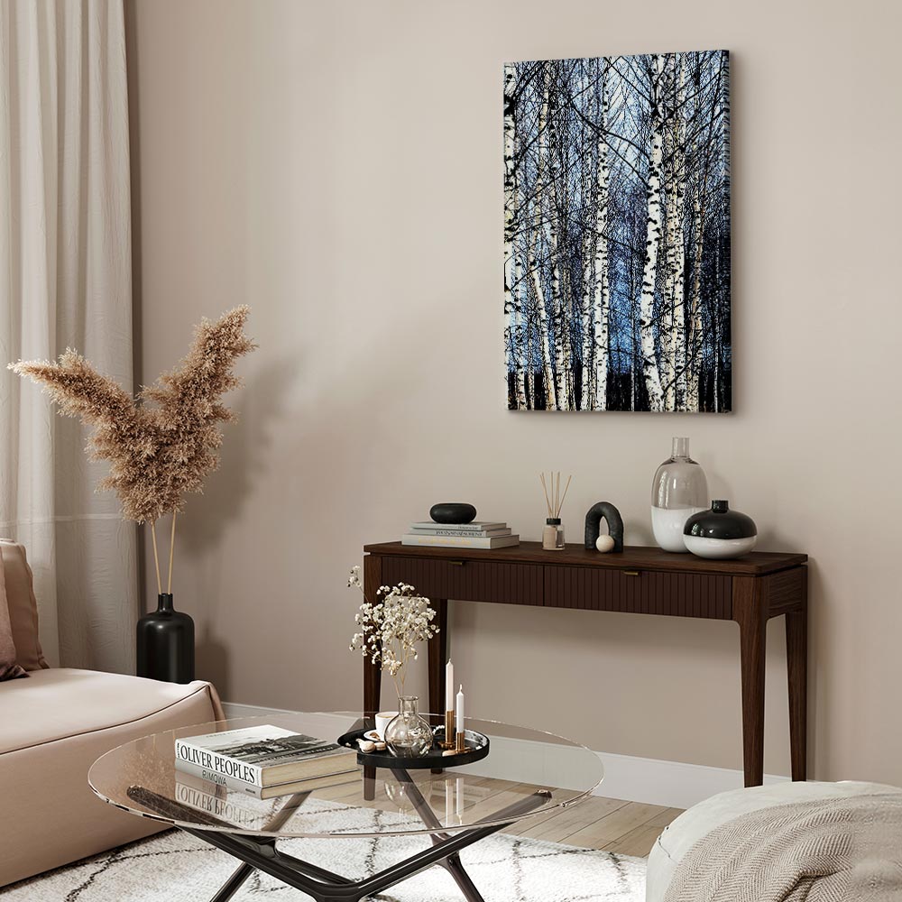 Frosty Winter Forest Vertical Canvas Print