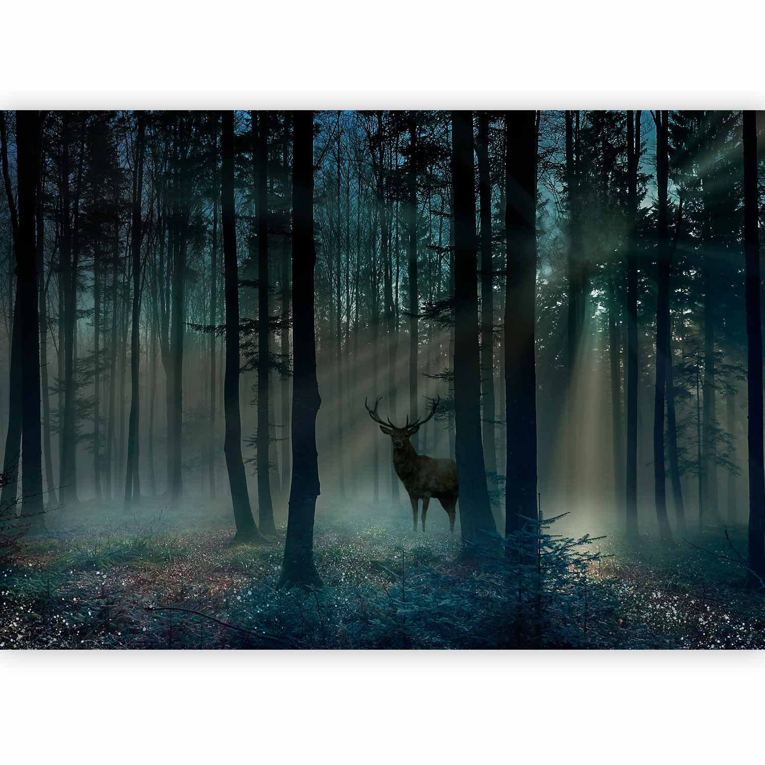Mystical Forest Deer Landscape Wall Mural