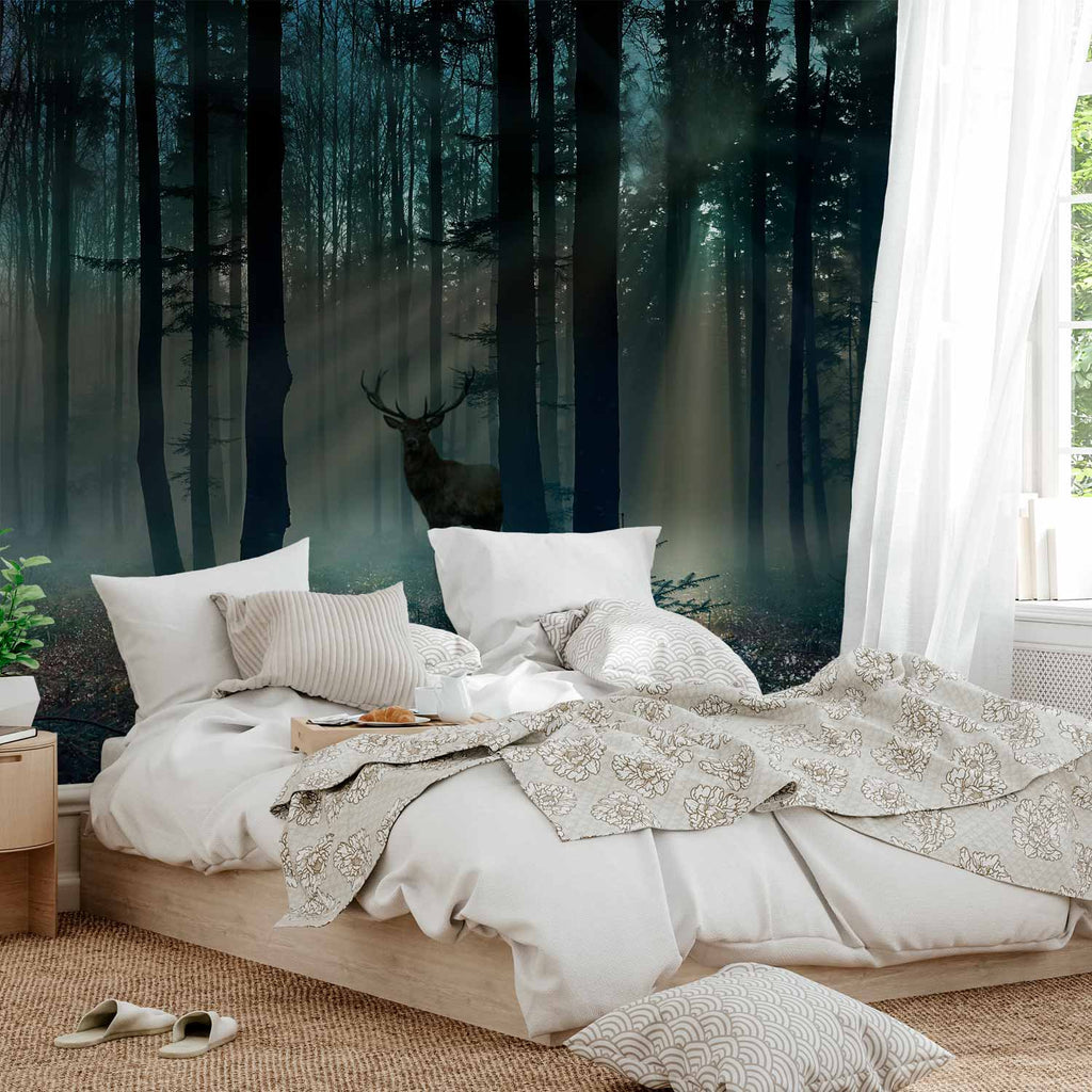 Mystical Forest Deer Landscape Wall Mural