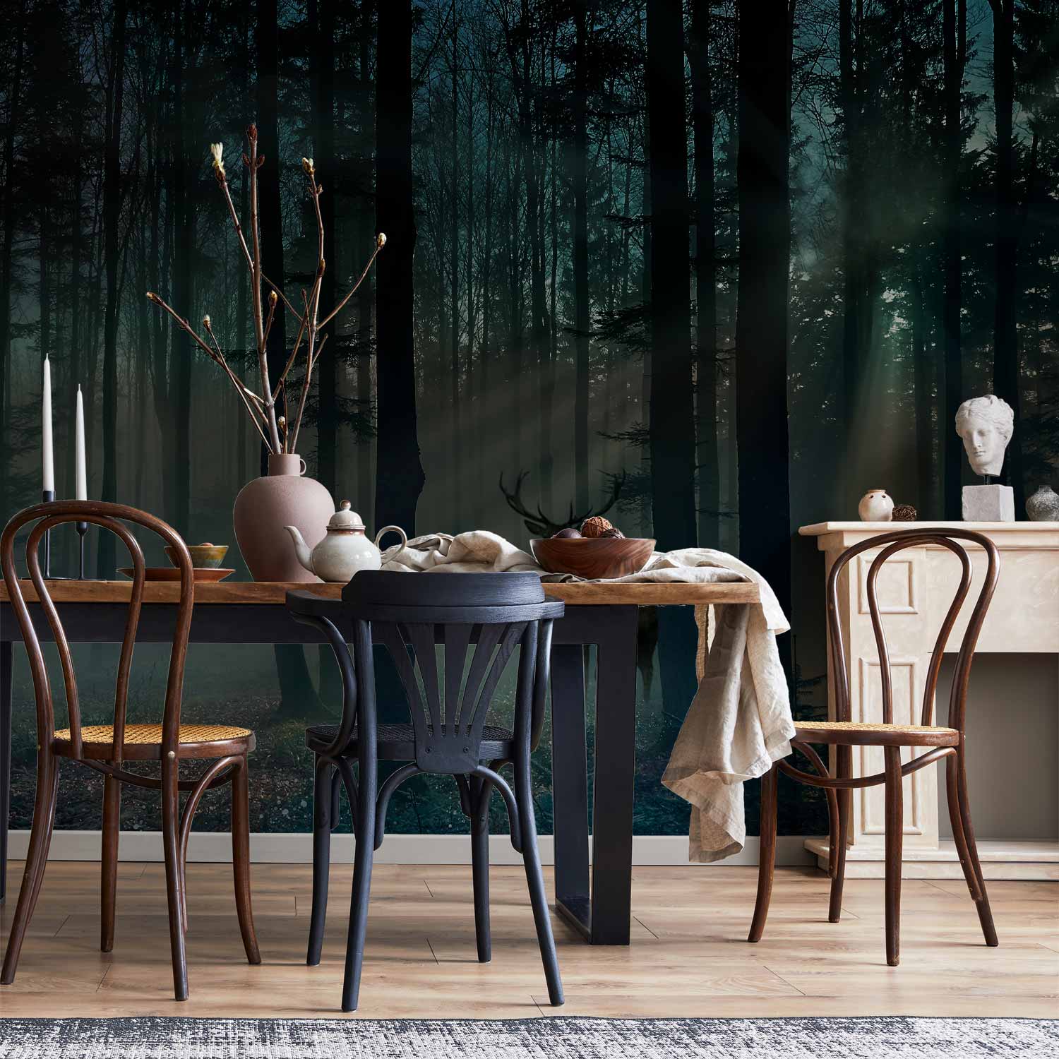 Mystical Forest Deer Landscape Wall Mural