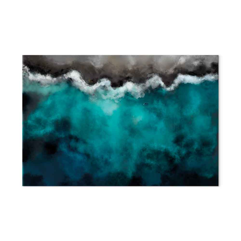 Blue Lagoon Sea Waves Landscape Canvas Print