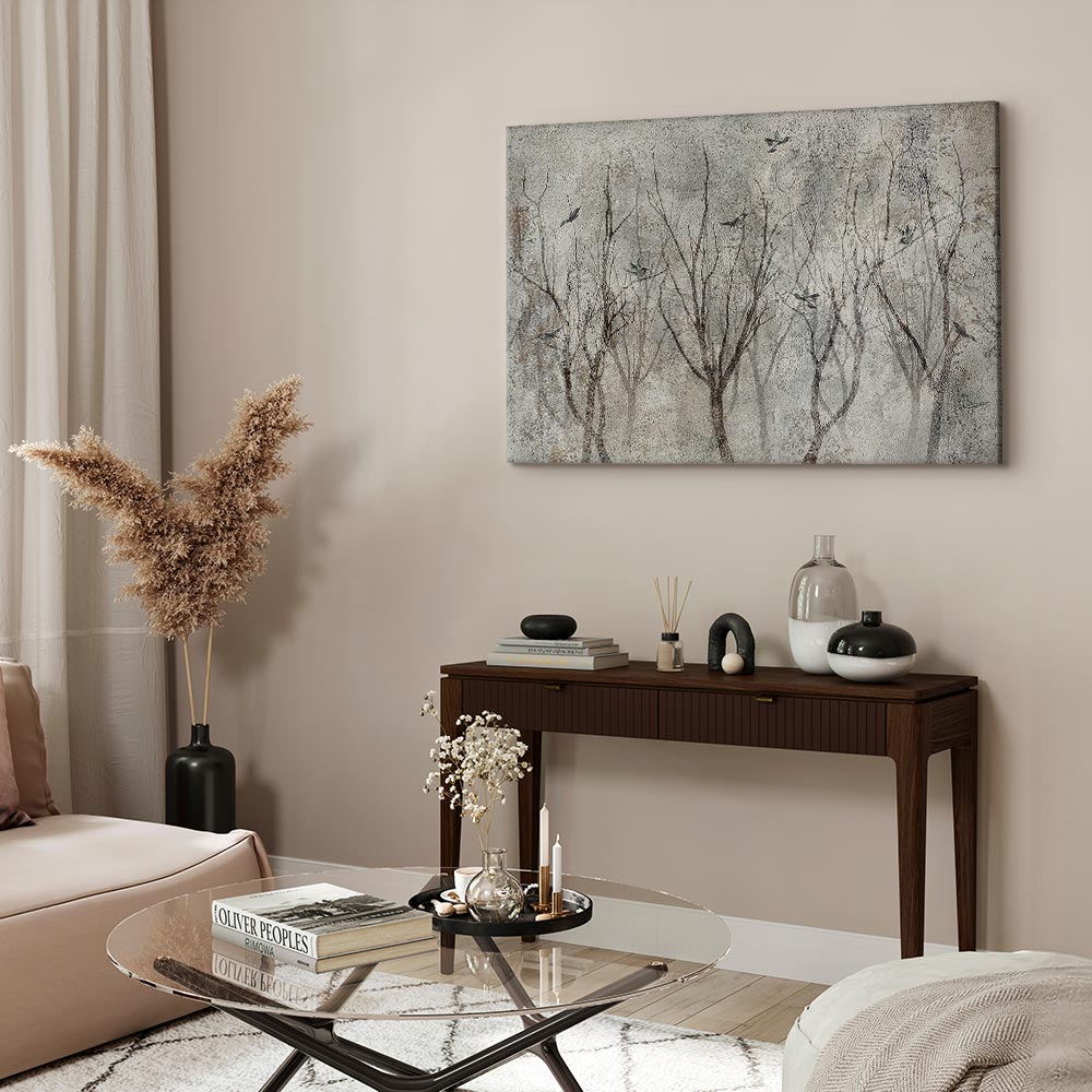 Winter Birds Forest Landscape Canvas Print