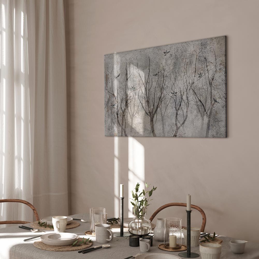 Winter Birds Forest Landscape Canvas Print